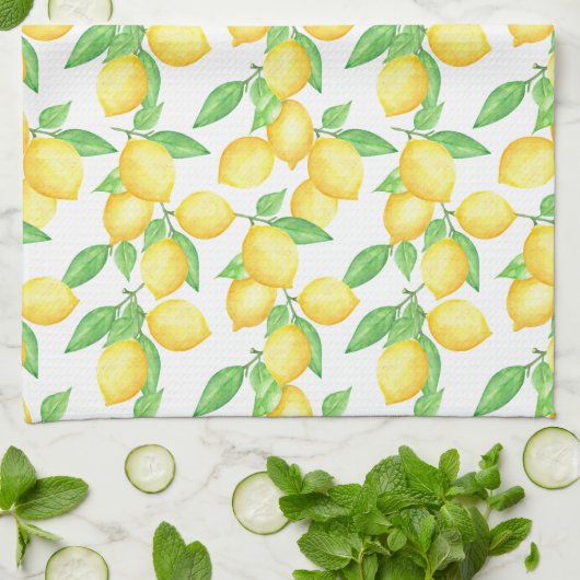 Mediterrenean Citrus Lemon pattern Theedoek (Gevouwen)