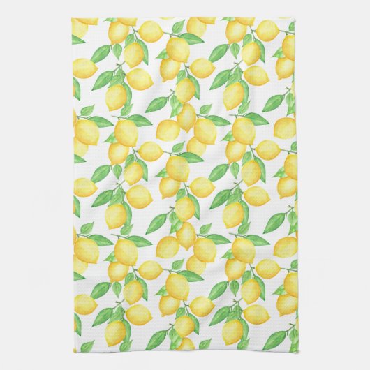 Mediterrenean Citrus Lemon pattern Theedoek (Verticaal)