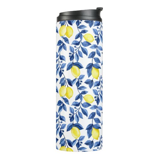 Mediterrenean Citrus Lemon pattern Thermosbeker (Gedraaid links)