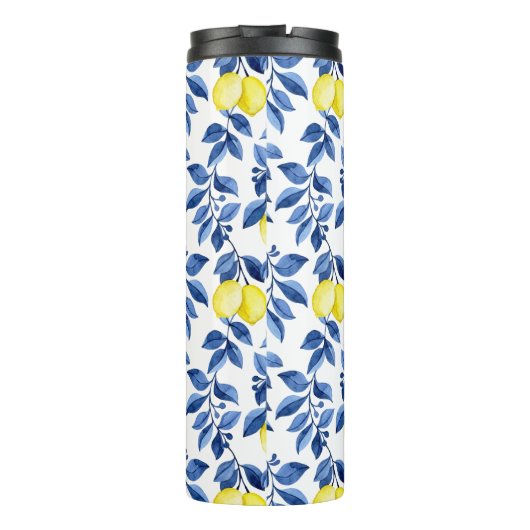 Mediterrenean Citrus Lemon pattern Thermosbeker (Achterkant)