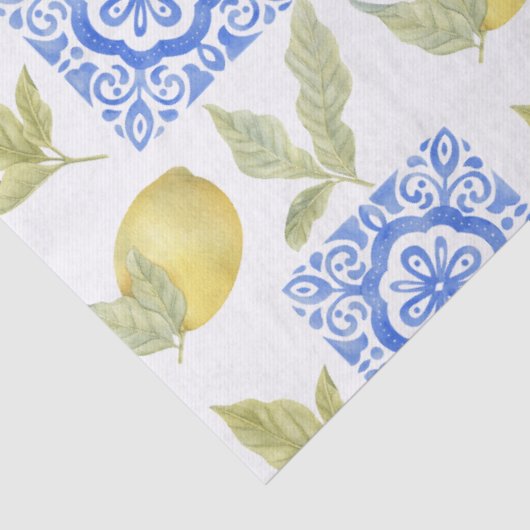 Mediterrenean Citrus Lemon pattern Tissuepapier (Detail)