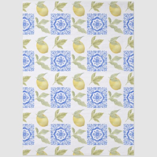 Mediterrenean Citrus Lemon pattern Tissuepapier (Voorkant)