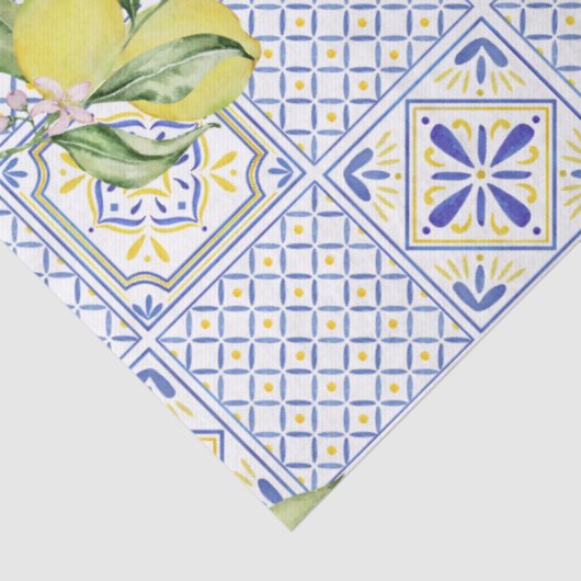 Mediterrenean Citrus Lemon pattern Tissuepapier (Detail)