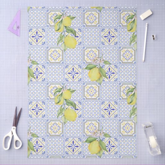 Mediterrenean Citrus Lemon pattern Tissuepapier (Craft)
