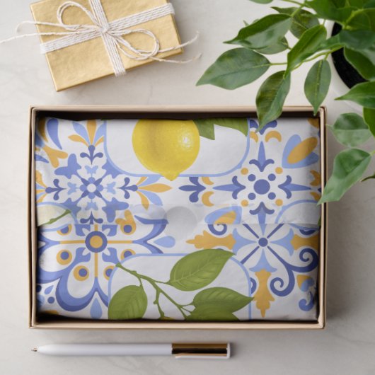 Mediterrenean Citrus Lemon pattern Tissuepapier (Geschenk)