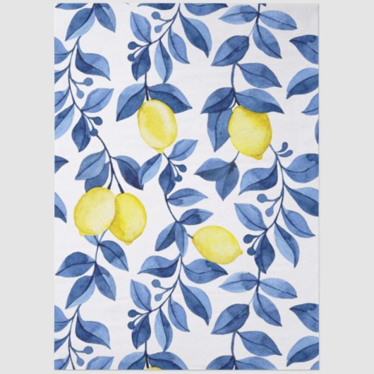 Mediterrenean Citrus Lemon pattern Tissuepapier (Voorkant)