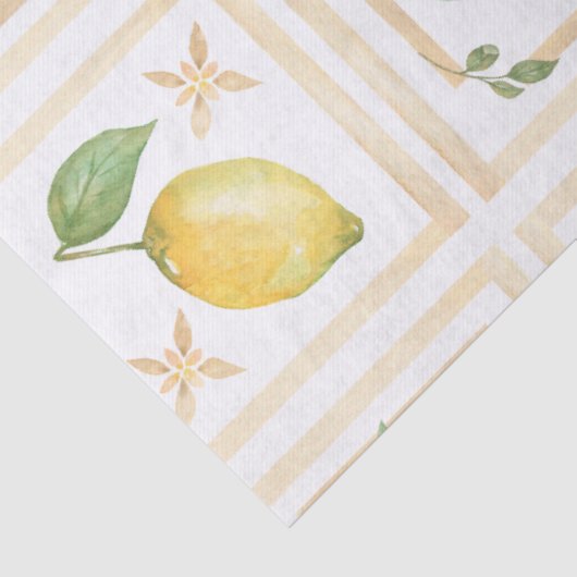 Mediterrenean Citrus Lemon pattern Tissuepapier (Detail)