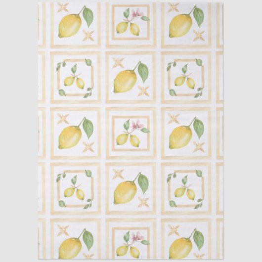 Mediterrenean Citrus Lemon pattern Tissuepapier (Voorkant)