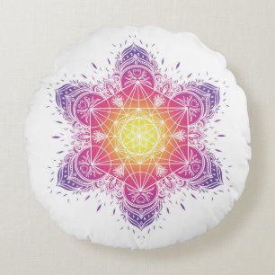 Mediteslagkussen mandala metatron rond kussen