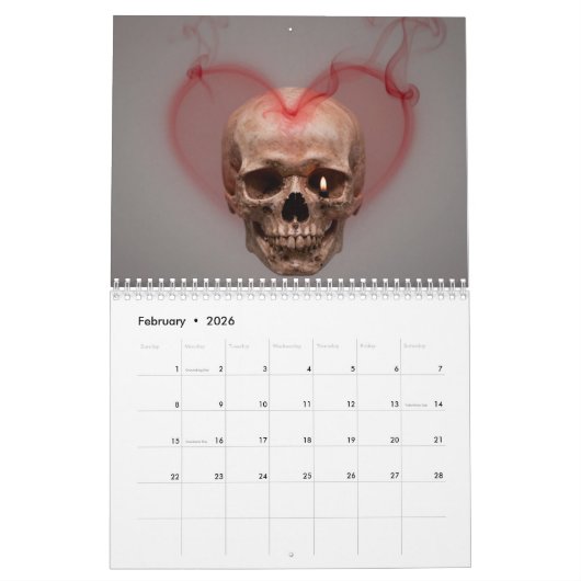 Medium 2026 Skull Art Calendar Kalender (Feb 2026)