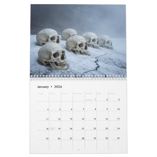Medium 2026 Skull Art Calendar Kalender (Jan 2026)