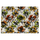 Medium Abstract Alcohol Wash Pen and Ink Flowers Groot Cadeauzakje (Voorkant)