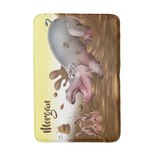 Medium badmat Muddy Hippos (Voorkant Verticaal)