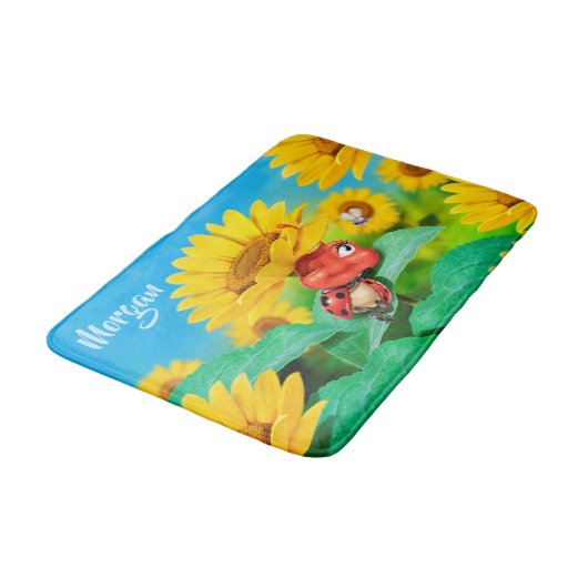 Medium badmat Zonnebloemen Ladybug (Gekanteld)