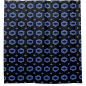 Medium blauw en zwart: Geometriana 1 Douchegordijn (Voorkant)