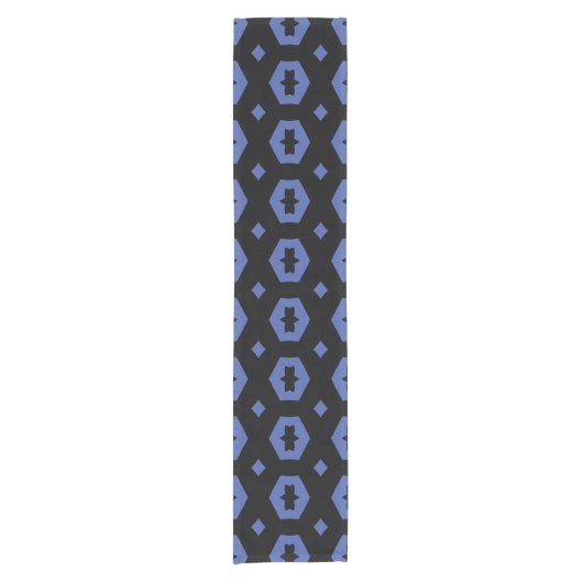 Medium blauw en zwart: Geometriana 1 Korte Tafelloper (Voorkant)