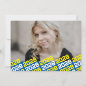 Medium blauw geel foto Afstuderen aankondiging (Achterkant)