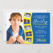 Medium Blauw & Geel Foto Filmstrip Afstuderen Kaart (Voorkant)