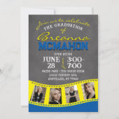 Medium blauw & geel krijtbord Filmstrip Afstudeerd Kaart (Voorkant)