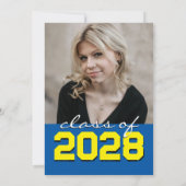 Medium blauw & geel krijtbord Filmstrip Afstudeerd Kaart (Achterkant)