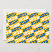 Medium blauw & goud 3 foto Afstuderen uitnodiging (Achterkant)