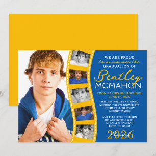 Medium blauw goud foto filmstrip Afstudeerder aank Kaart