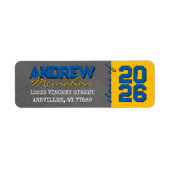 Medium blauw & goud krijtbord Afstudeerder retoura Etiket (Voorkant)