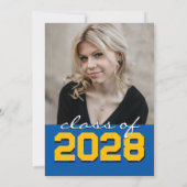 Medium blauw & goud krijtbord Filmstrip Afstuderen Kaart (Achterkant)