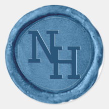 Medium Blauw Wax Seal Monogram Initialen Bruiloft