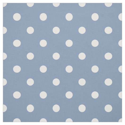 Medium blauwe witte polka stippen stof (Swatch)