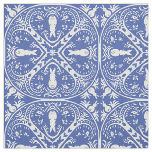 Medium Blue Bunny Rabbit Medallion Pattern Stof