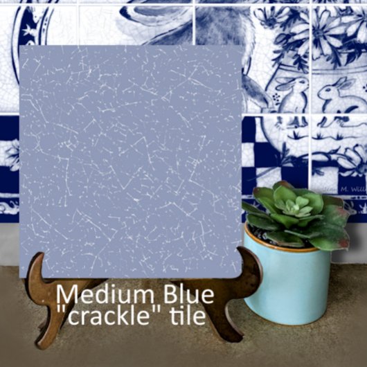 Medium Blue Crackle Glaze Decorator Dedham Delft Tegeltje