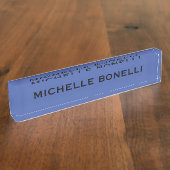 Medium Blue Minimalist Plain Legible Modern Naambordje (Zijkant)