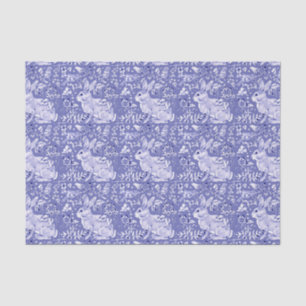 Medium Blue Rabbit Bunny Bird Floral Chinoiserie Tissuepapier