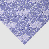 Medium Blue Rabbit Bunny Bird Floral Chinoiserie Tissuepapier (Detail)