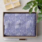 Medium Blue Rabbit Bunny Bird Floral Chinoiserie Tissuepapier (Geschenk)