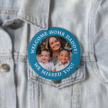 Medium Blue Simple Message Arched Text and Photo Ronde Button 4,0 Cm<br><div class="desc">Personalize this medium blue border round button magnet with your own message or names and share a favorite photo with the world,  wherever you may go. This button is great for rallies,  events,  deployment returns,  social events,  graduations and so much more!</div>