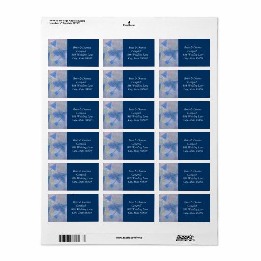 Medium Blue Trees Bruiloft Adresetiketten Etiket (Full Sheet)