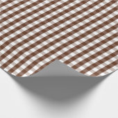 Medium-bruin en wit gingham-pakpapier cadeaupapier (Hoek)