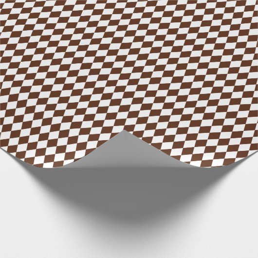 Medium bruin en wit Harlequin-omslagpapier Cadeaupapier (Hoek)