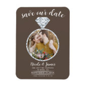 Medium bruine diamanten ring Bling Save the Date Magneet (Verticaal)