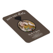 Medium bruine trouwring foto Save the Date Magneet (Rechterzijde)