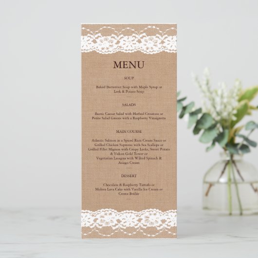Medium Burlap en kant Menu 2 (Staand voorkant)