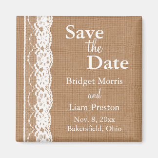 Medium Burlap &  Kant Save the Date Magnet
