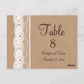 Medium Burlap &  kanttafelnummer Briefkaart (Achterkant)