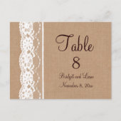 Medium Burlap & kanttafelnummer Briefkaart (Voorkant)