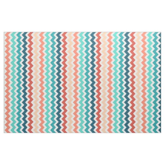 Medium Chevron Stripes Blue Coral Blauwgroen Stof (Yard (91,4 cm))