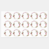 Medium Circle Waterdicht Label met Flower Wreath (Vel)