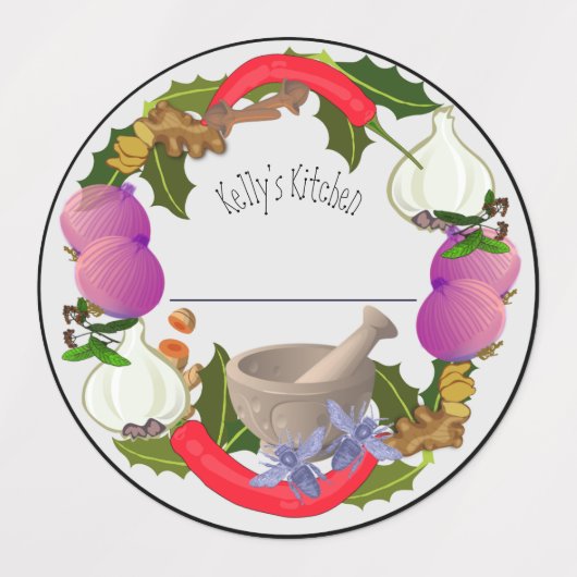 Medium Circle Waterdicht Label met Groenten (Design 2)