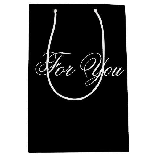 Medium Classy Zwart Designer Gift Bag Medium Cadeauzakje (Voorkant)